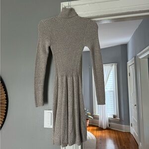 Abercrombie beige fit & flare turtleneck sweater dress